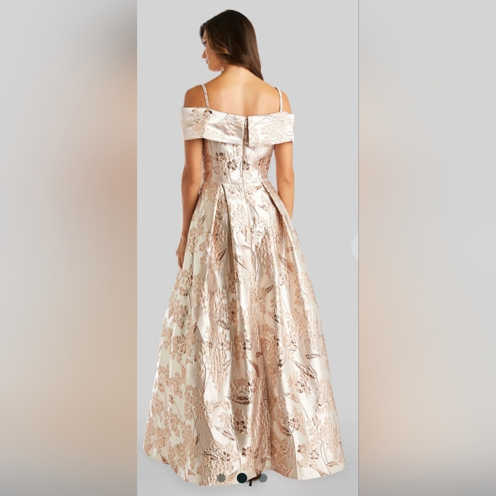 Morgan & Co. Gold Pleated Wrap Gown - Picture 2 of 6